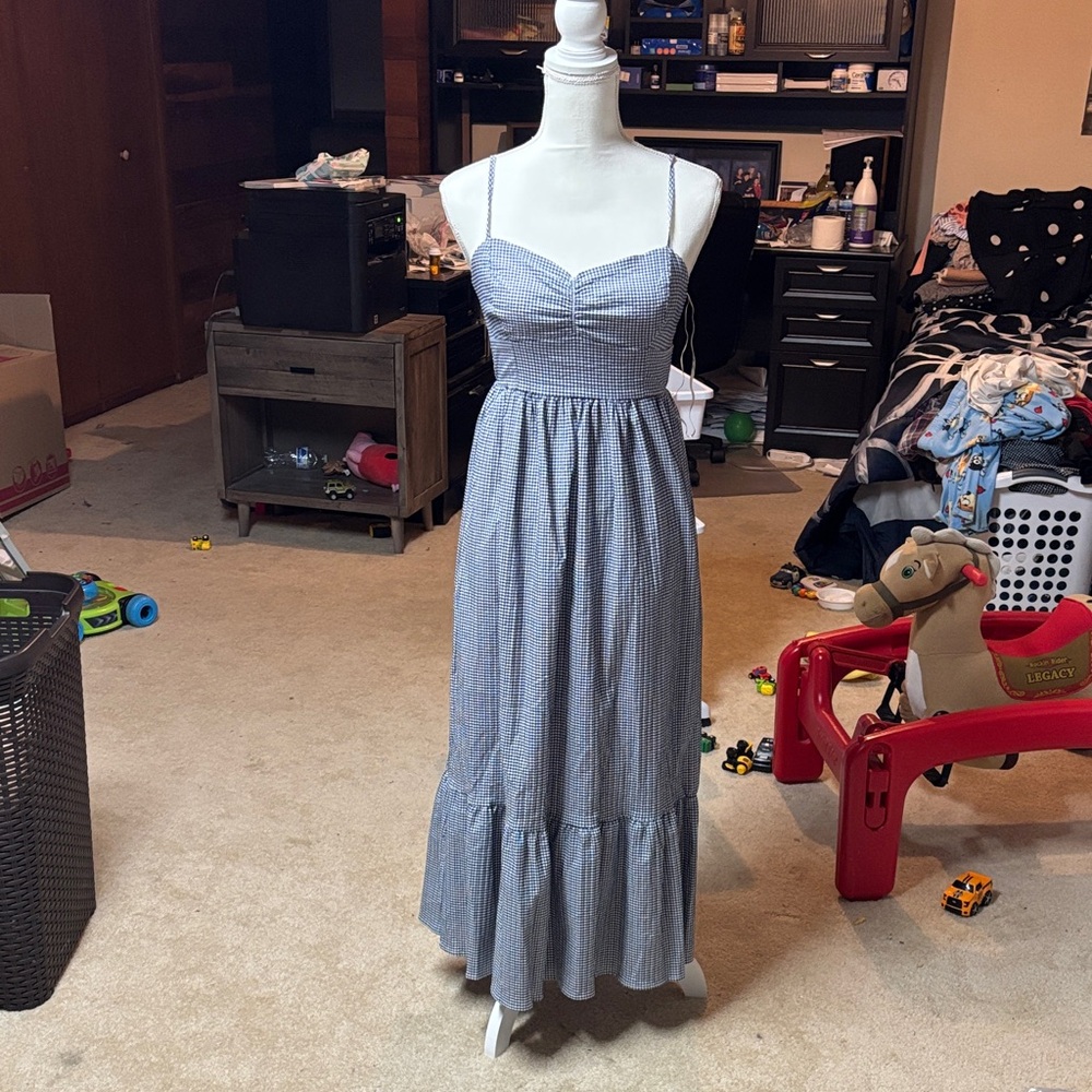 Rewind Blue Gingham Maxi Dress